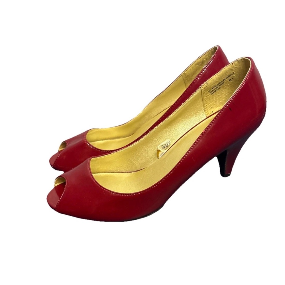 Massino Dark Red Heels Open Toe Size 8 1/2